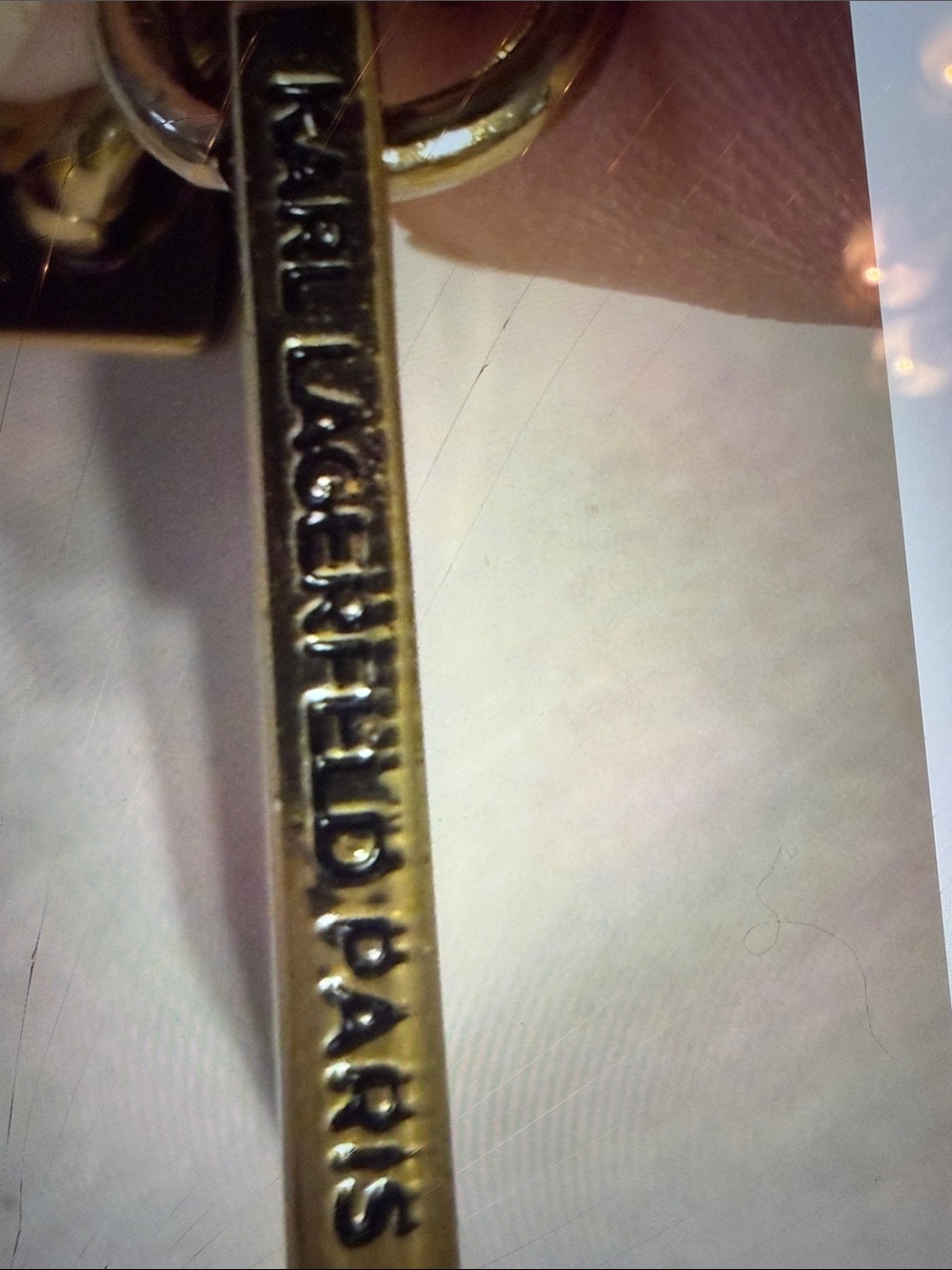 Karl Lagerfeld Authentic  Gold Letter Charm Key Chain with Chain Link - Picture 6 of 8